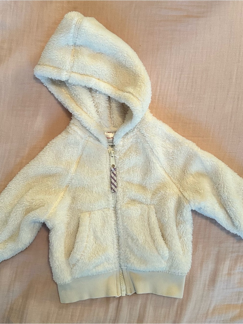 Hanna Andersson Plush Cream Hooded Zip Jacket